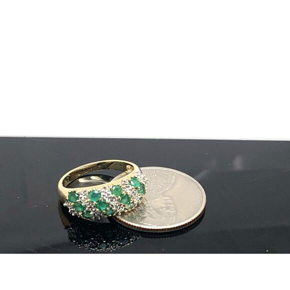 Green Emerald Diamond Cocktail Ring Band 10k Gold Women's Estate Jewelry Size 7 - Picture 15 of 15